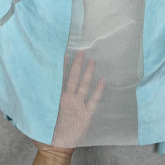Alberto Makali Cardigan Jacket Womens Small Light Blue Faux Suede Mesh Waterfall - Picture 7 of 13